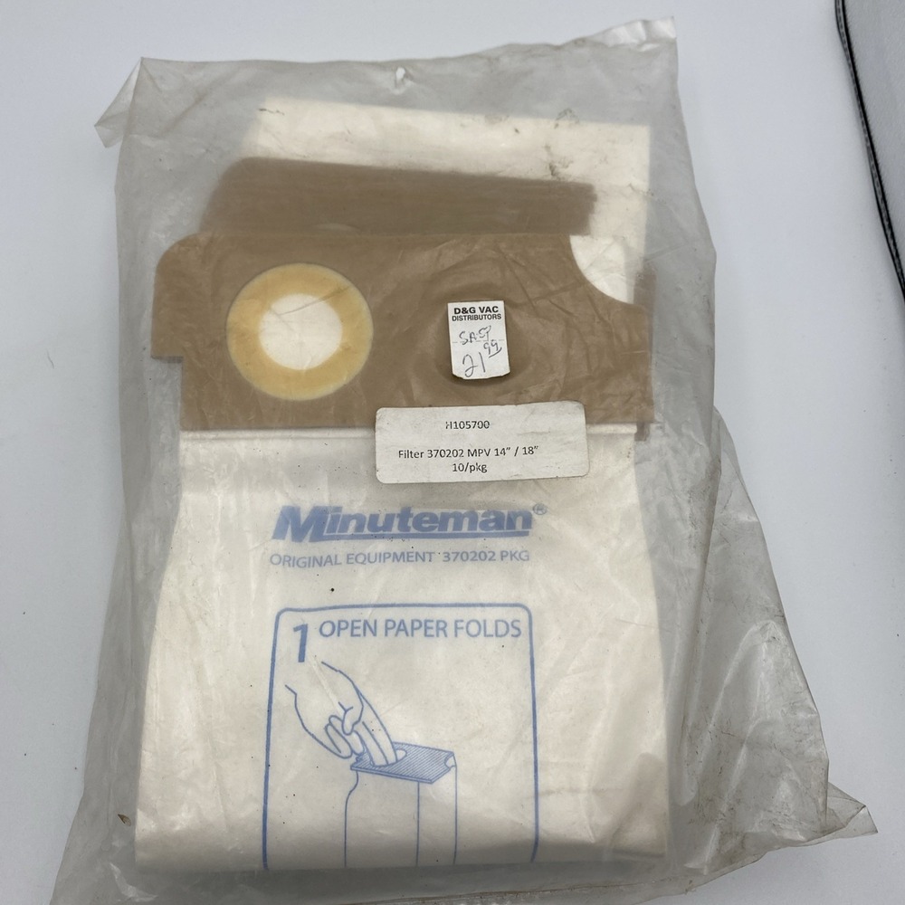 Minuteman Vacuum Bag 370202 For Mpv 14 And 18 Pack Of 10